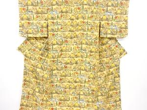 流水に草花模様付け下げ小紋着物